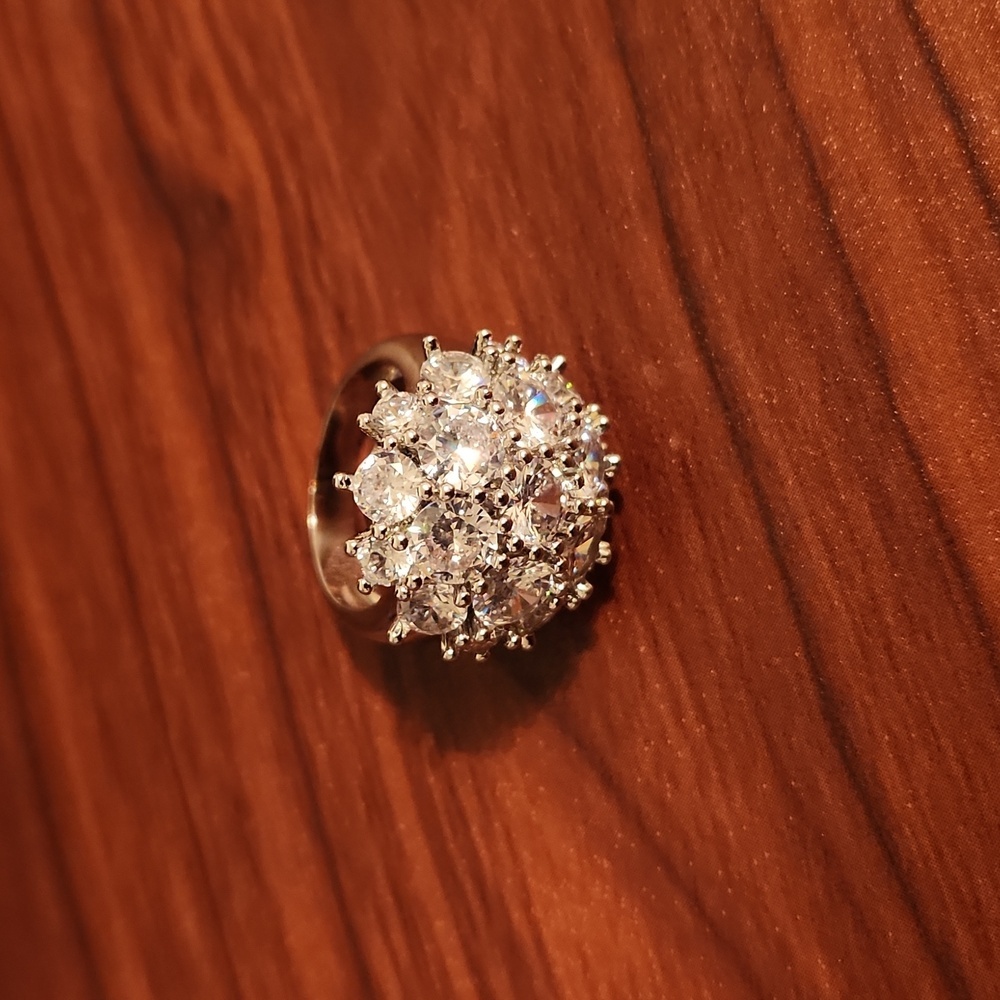 Cubic Zirconia Pave Cluster Flower Ring